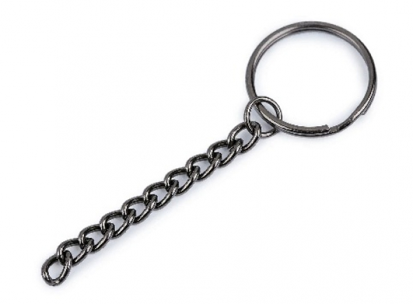 Schlüsselring Ø25 mm mit Kette nickel schwarz